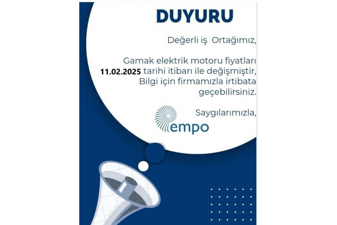 Gamak Elektrik Motorları Fiyat Değişikliği Hk.